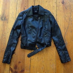 Topshop Faux Leather Moto Jacket