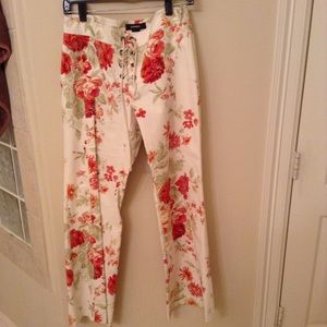 NWT Floral Lace-up Pants