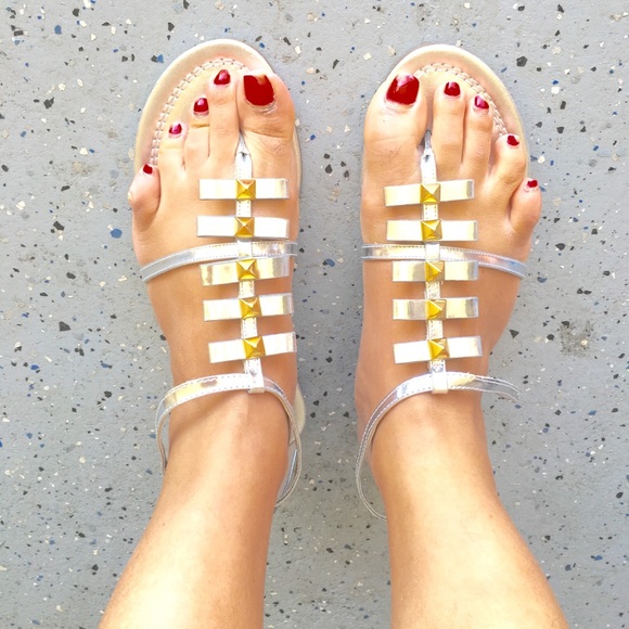 Beautiful Silver Kate Spade Sandals with studs - Picture 4 of 4