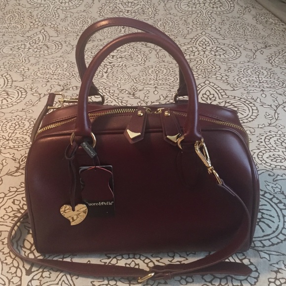 Burgundy leather satchel