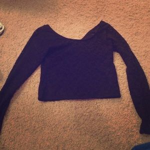 black lace long sleeved crop top