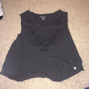 gray tank top with eagle design