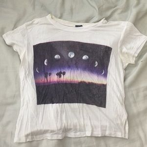 Super-soft moon phases beach graphic crop top