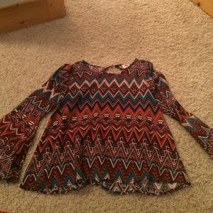 long sleeved shirt with tribal pattern