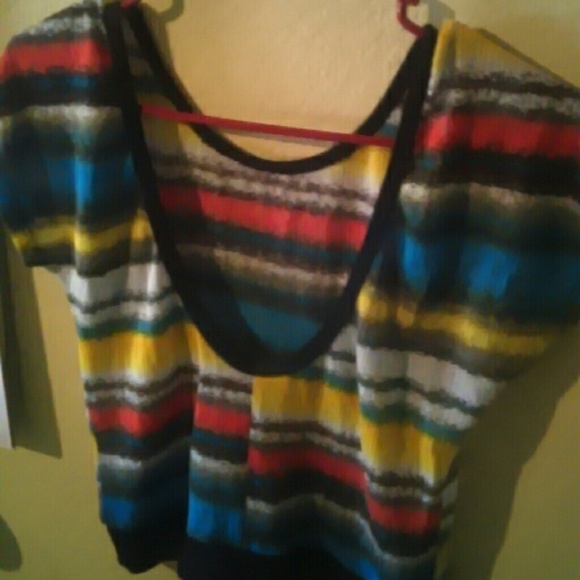 Very cute, short sleeved, colored striped top! - Picture 3 of 4