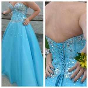 Blue Cinderella Prom Dress