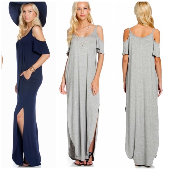 Last one ! Cold shoulder Maxi Dress Shirtdress - Picture 2 of 3