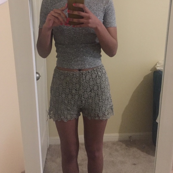 Light green crochet shorts