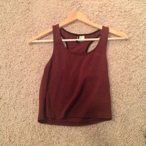 maroon crop top racer back tank top