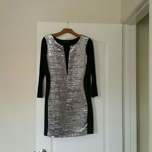 Bebe addiction sequin dress long sleeve