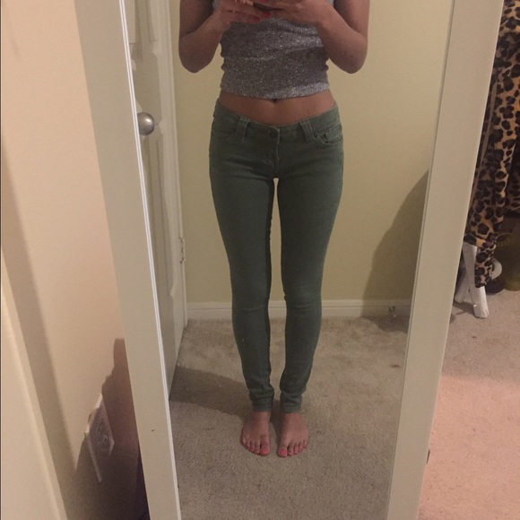 Khaki green skinny jeans