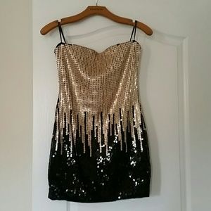 Bebe strapless mini sequin dress
