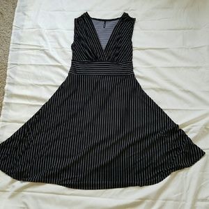 Black Swing Dress with White Strips
