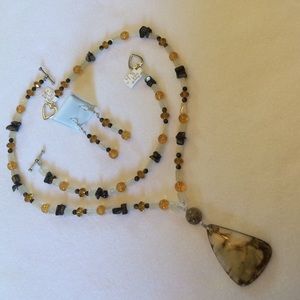 FINAL SALE PRICE Handmade OOAK Quartz, MOP & Tiger Eye Jewelry Set
