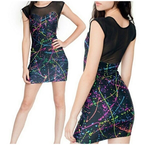 American Apparel Rainbow Splatter Print Dress