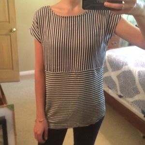 H&M Navy & White Multi-Stripe Blouse✨- Size Small