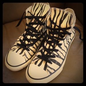 Zebra pattern high top converse
