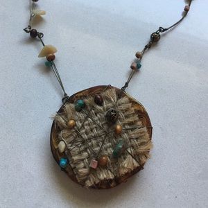 Tibetan necklace made of stone hemp and wood