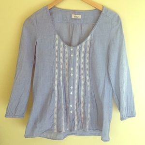 Aerie blue and white striped lace top