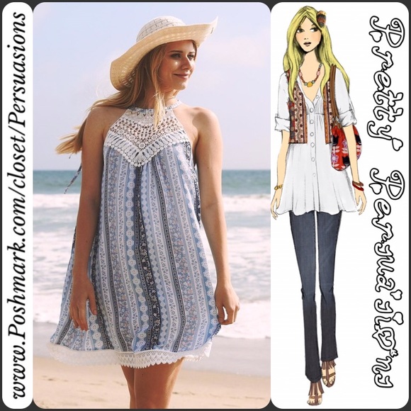 LAST ONE‼️ Boho Crochet Appliqué A-Line Dress - Picture 4 of 4