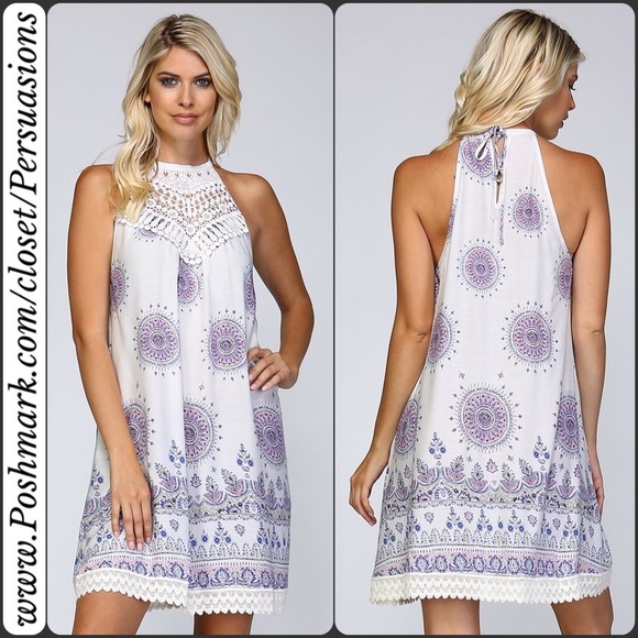 LAST 1 💞Mandala Print Crochet A-Line Tank Dress - Picture 2 of 4
