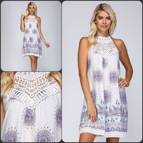 LAST 1 💞Mandala Print Crochet A-Line Tank Dress - Picture 3 of 4