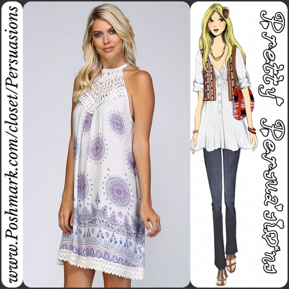 LAST 1 💞Mandala Print Crochet A-Line Tank Dress - Picture 4 of 4