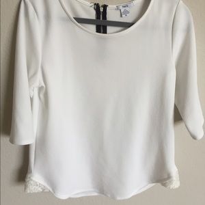 Bar III white top with zipper back