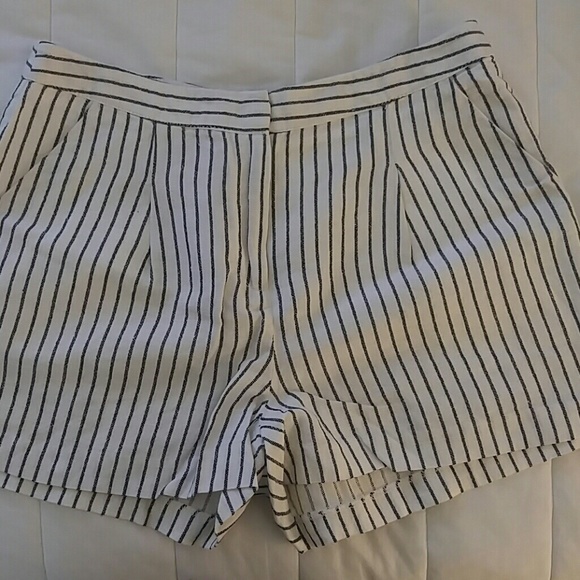 Blue and white striped shorts.