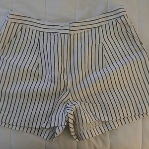 Blue and white striped shorts.
