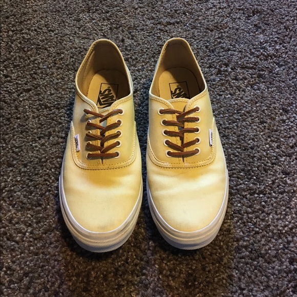 Pale yellow Vans. Size 9.5 women's and 8 men's.