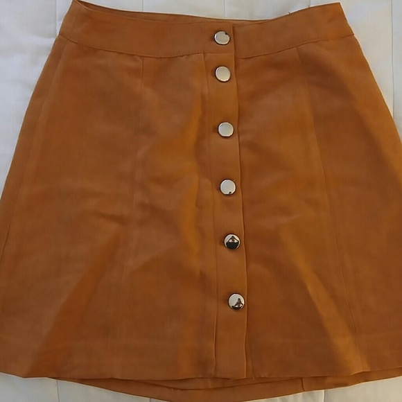 Brown suede button up skirt