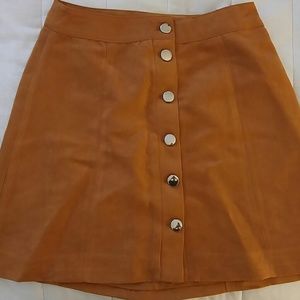 Brown suede button up skirt