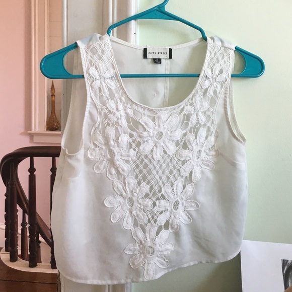 White Floral crop top