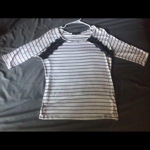 cream shirt with black stripes