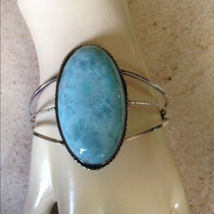 Larimar Sterling Silver .925 Cuff Bracelet