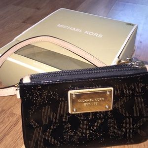 Black and gold Michael Kors small wristlet