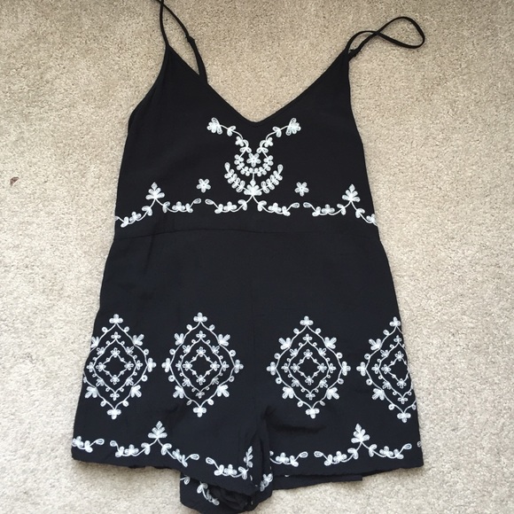 Forever 21 Black Embroidered Romper