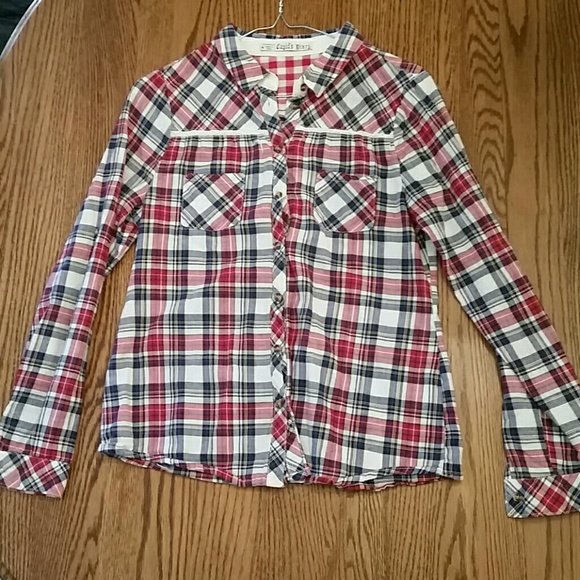Red white and blue plaid long sleeve