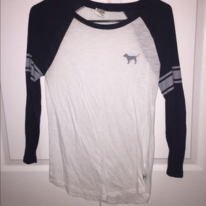 Black/White/Grey Striped PINK 3/4 Sleeve Shirt