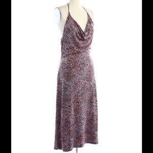 BCBG Floral Print Halter Cocktail Dress Mid-Calf