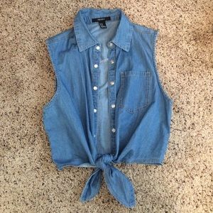 Forever 21 button-up jean vest