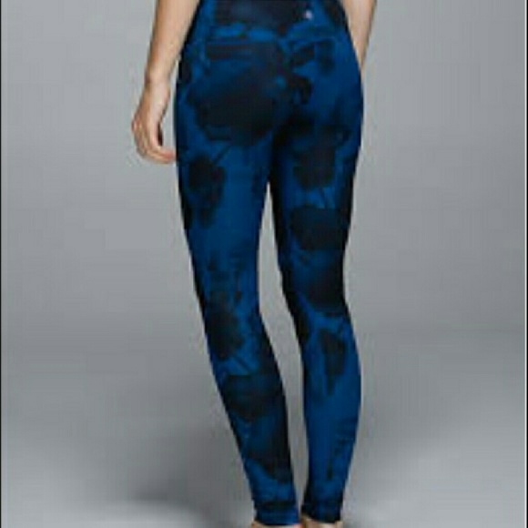 SOLD! Lululemon inky blue floral pants - Picture 2 of 4
