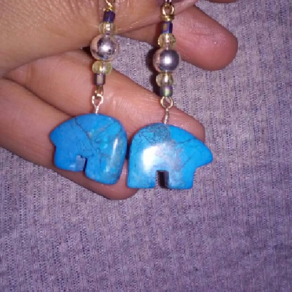 Turquoise bear earrings