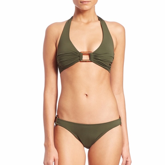 Melissa odabash green halter bikini set