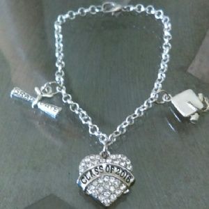 Cute rhinestone heart class of 2016 charm bracelet