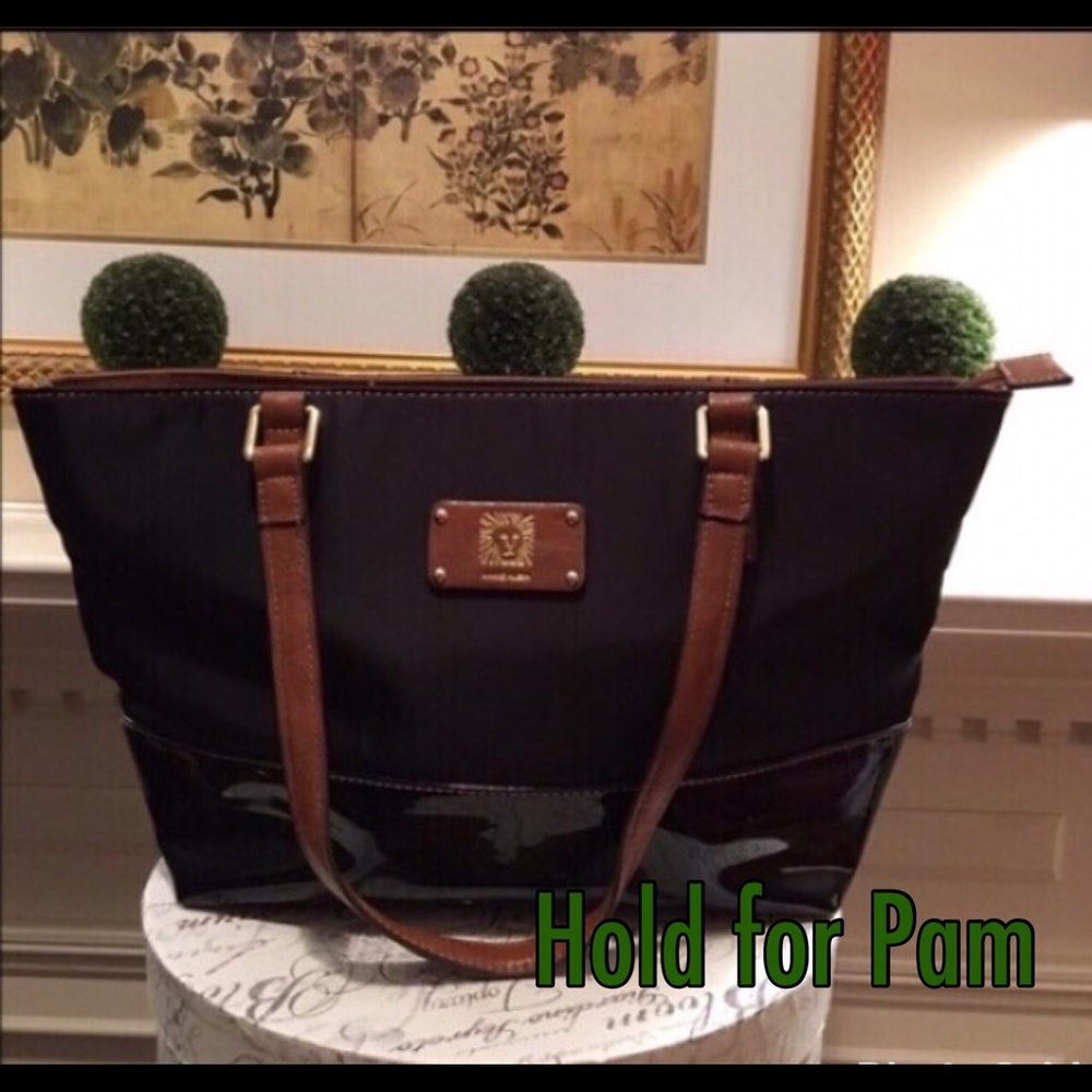 Anne Klein Black Fabric & Patent Leather purse