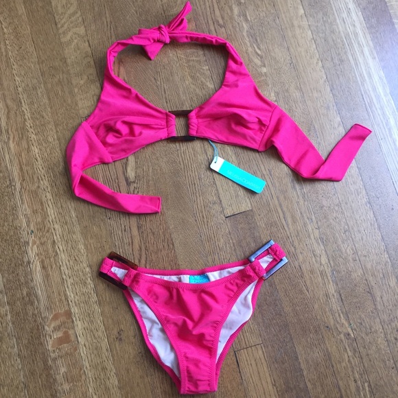 Melissa odabash pink bikini halter set