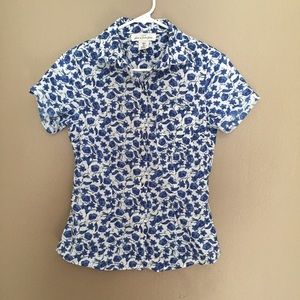 Floral Blue Collared Button Down