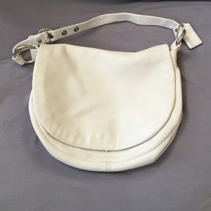White leather coach bag